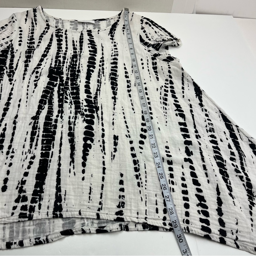 Bryn Walker Black White Flowy Tunic Top Lagenlook Womens Large Cotton *FLAW - Picture 8 of 11